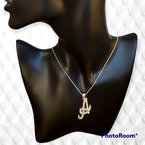 3/$30 Silvertone Rhinestone Initial A Monogram Chain Necklace